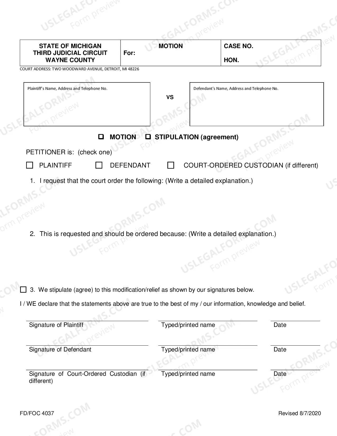 Preview Packet FD-FOC4037 General Motion -Judge Hearing