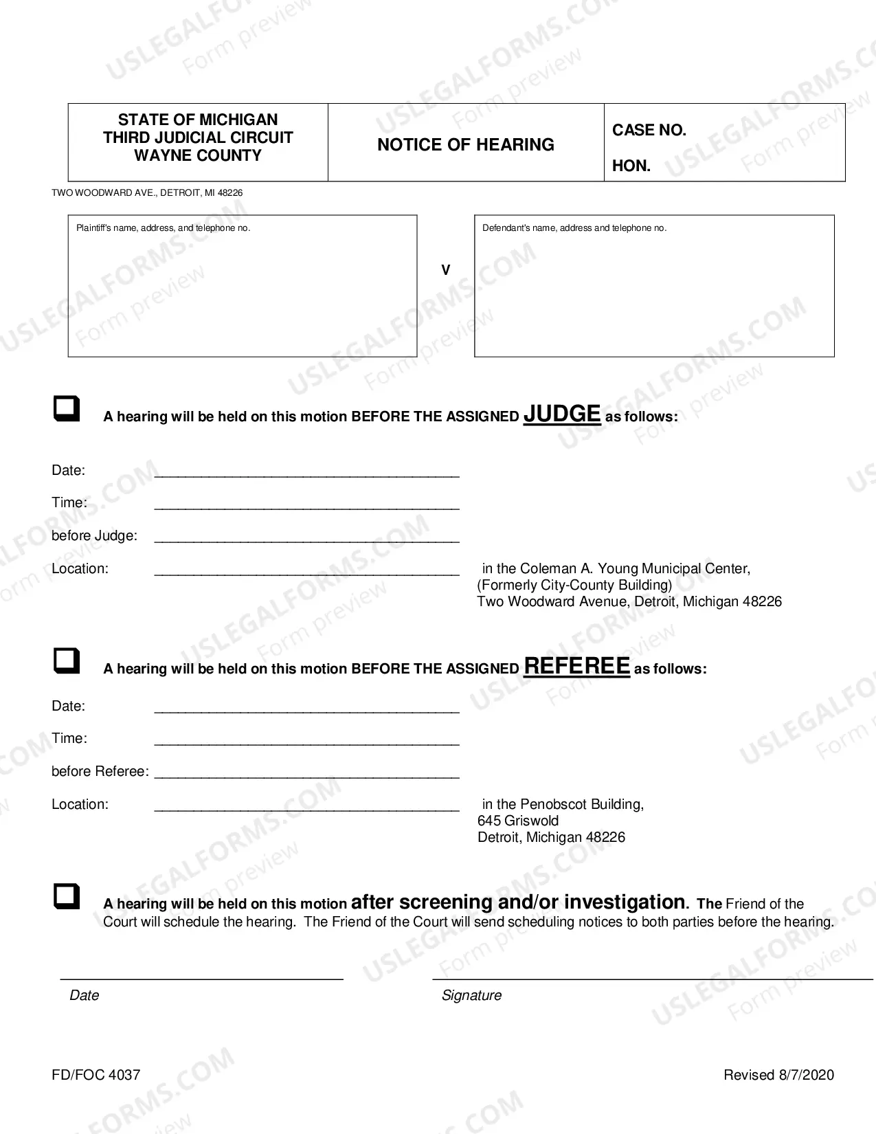 Preview Packet FD-FOC4037 General Motion -Judge Hearing