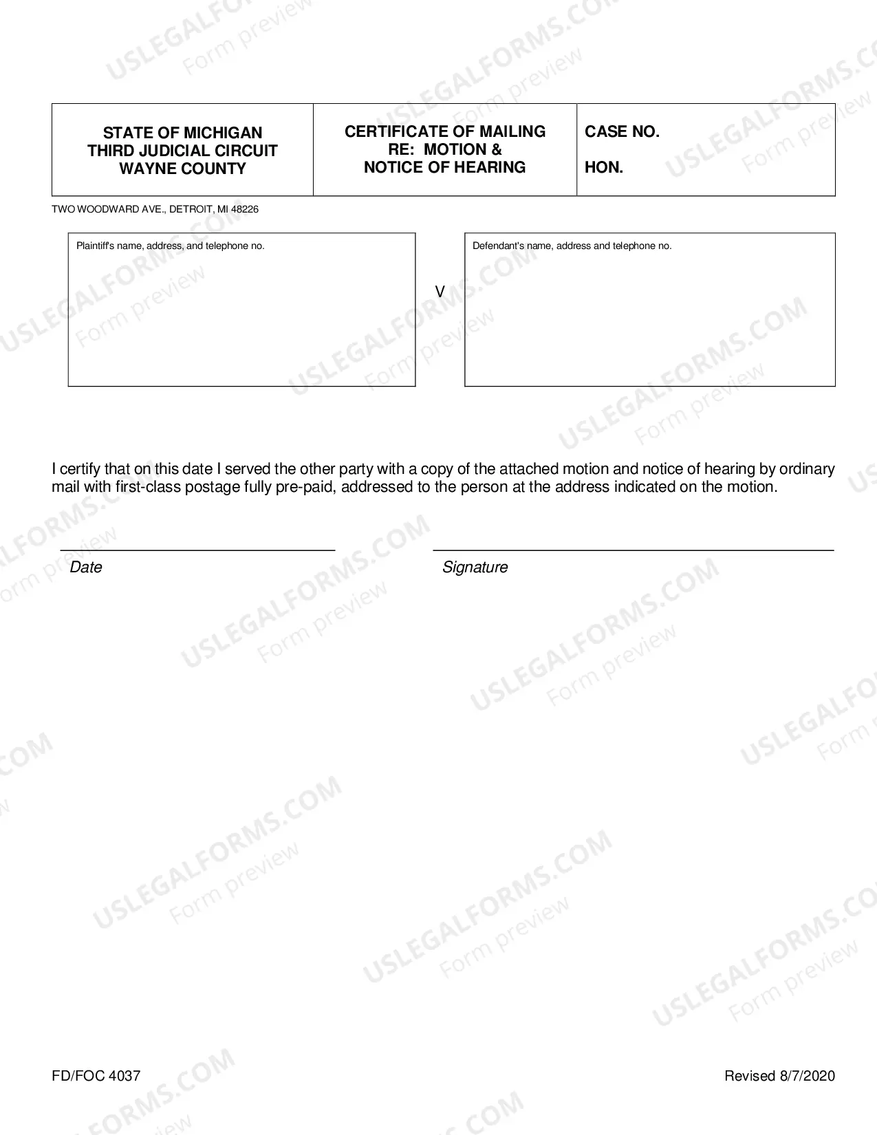 Preview Packet FD-FOC4037 General Motion -Judge Hearing
