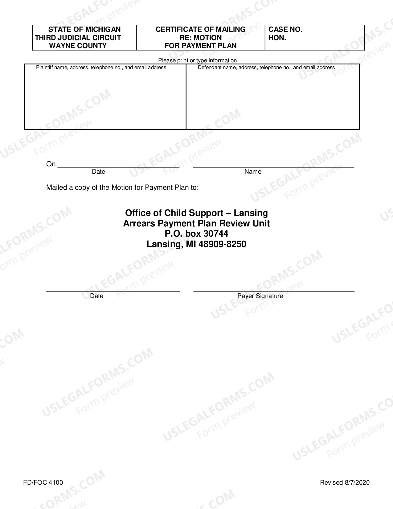 Preview Motion For Payment Plan And Order Adjusting Arrears Upon Compliance Package