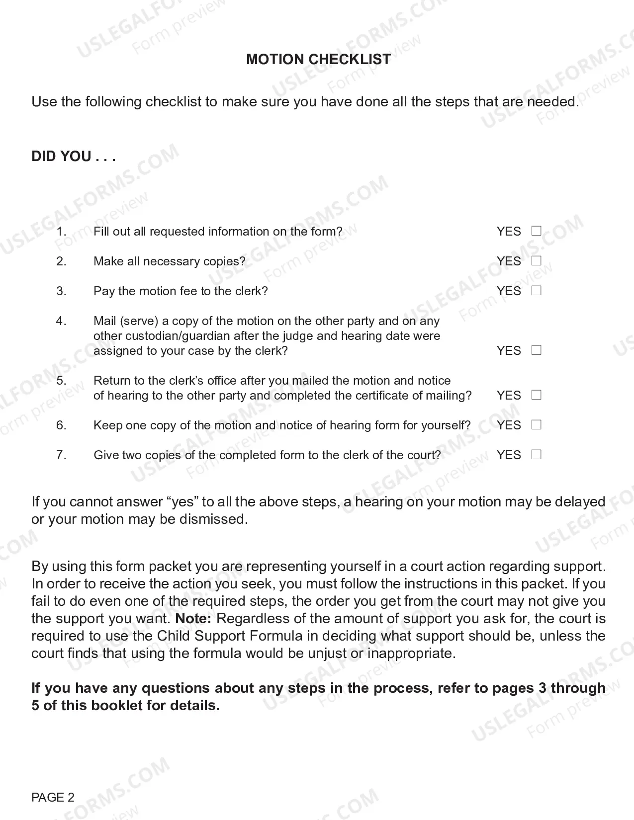 Preview Motion Regarding Support
