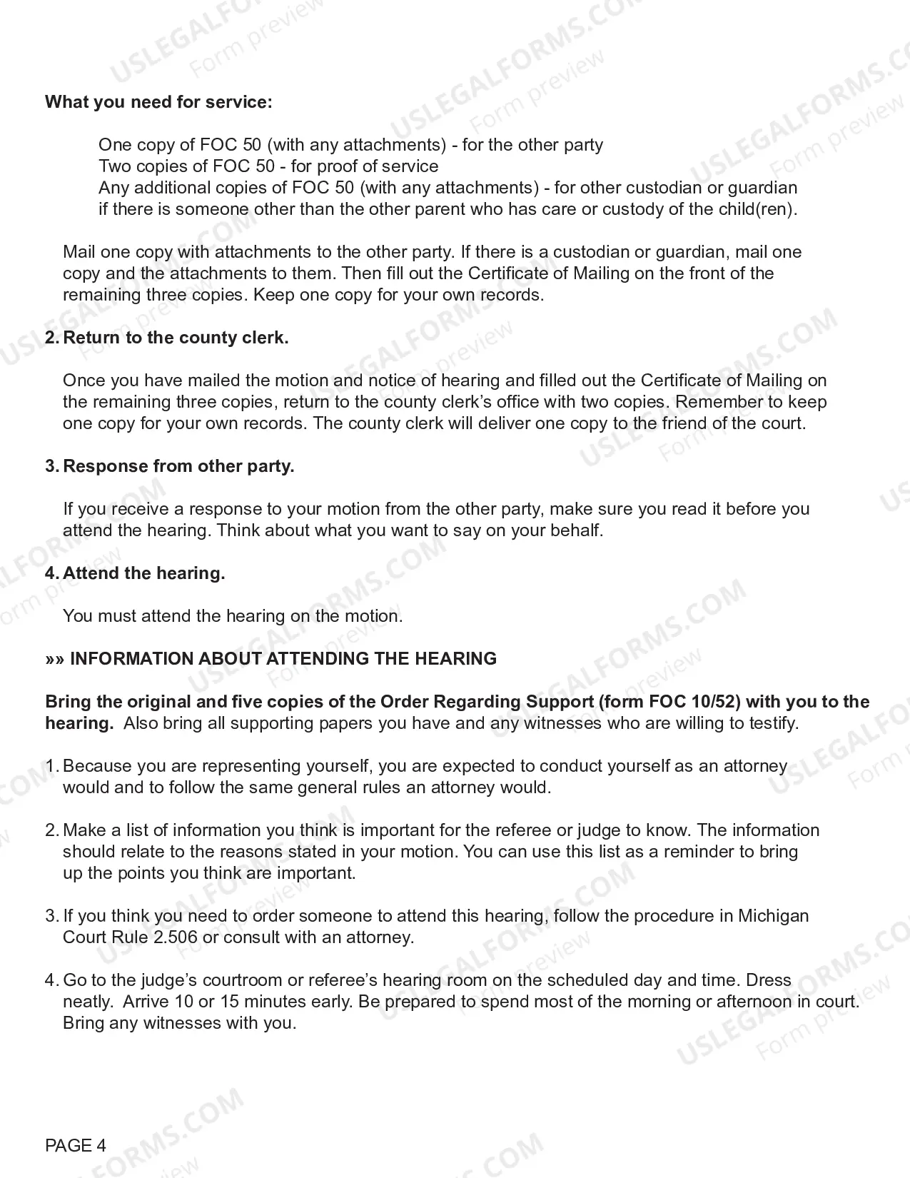 Preview Motion Regarding Support