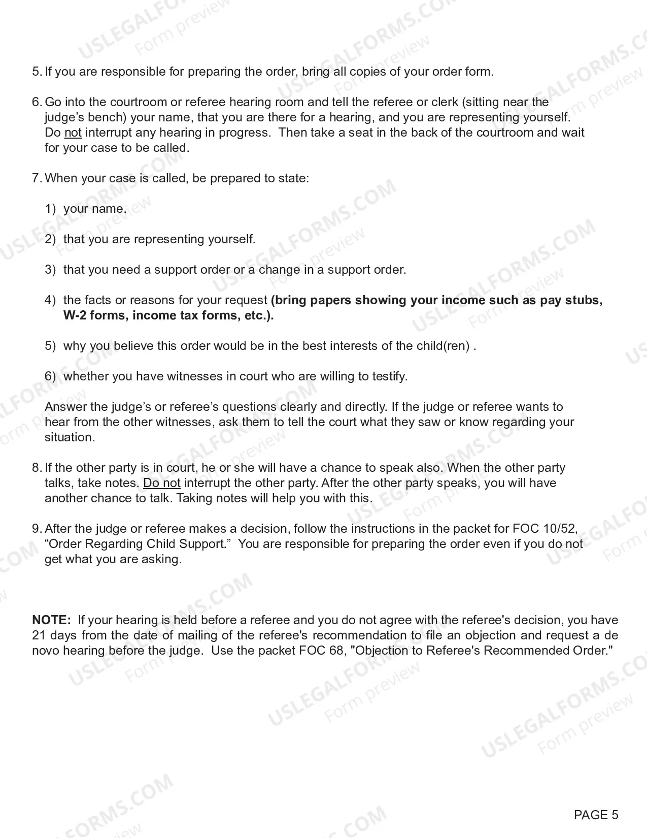 Preview Motion Regarding Support