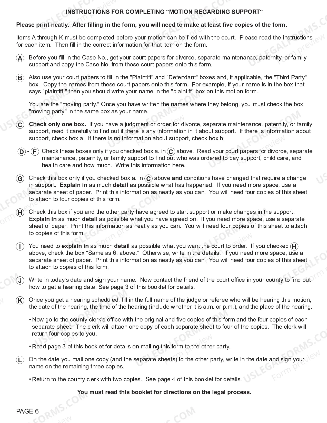 Preview Motion Regarding Support
