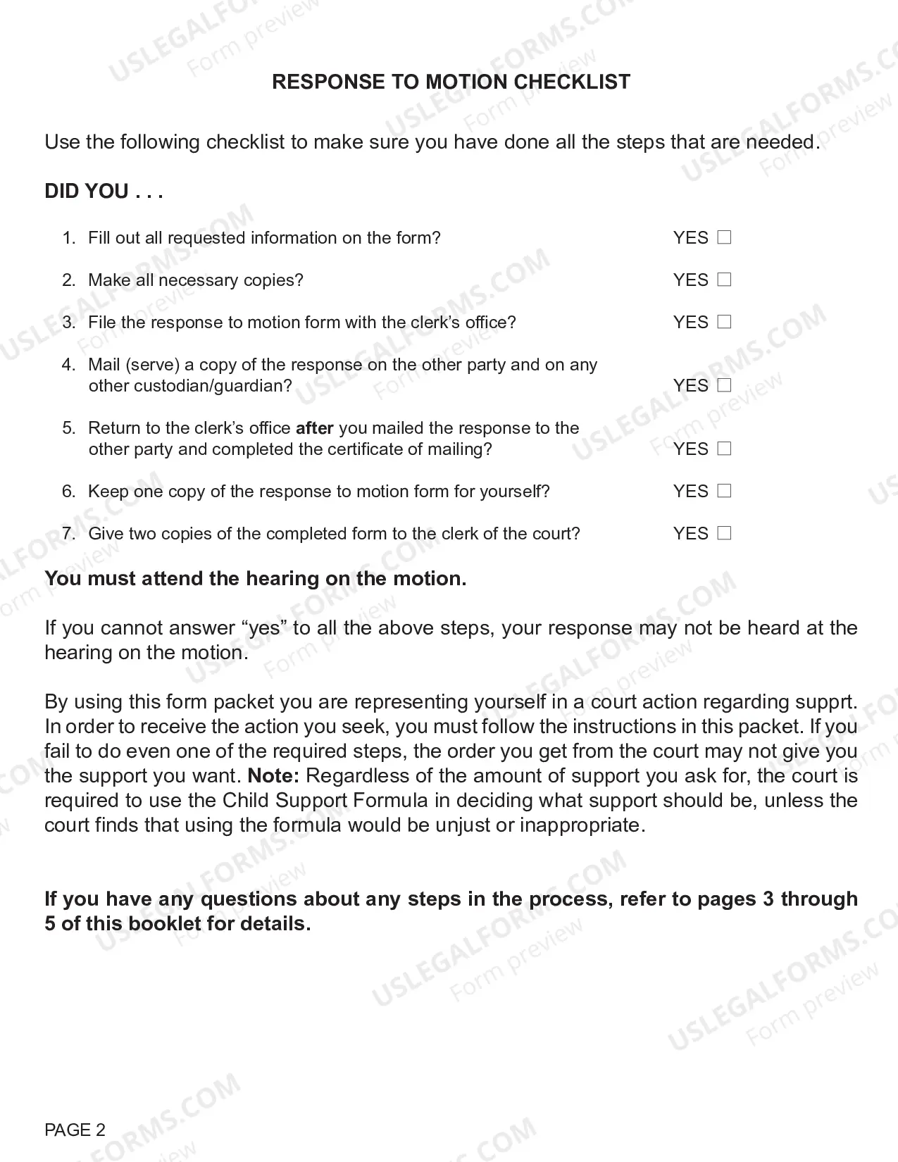 Preview Response To Motion Regarding Support