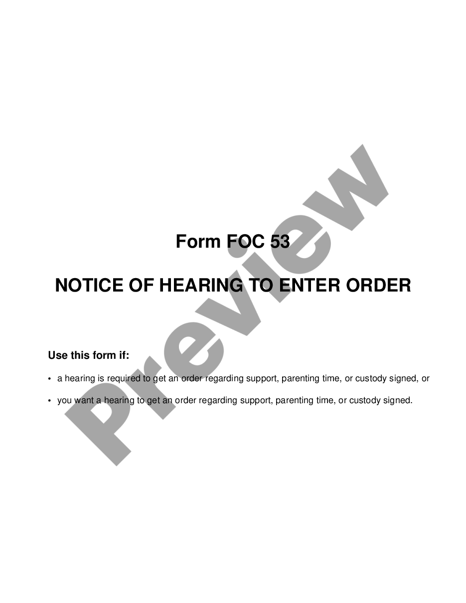 page 0 Notice of Hearing to Enter Order with Instructions preview