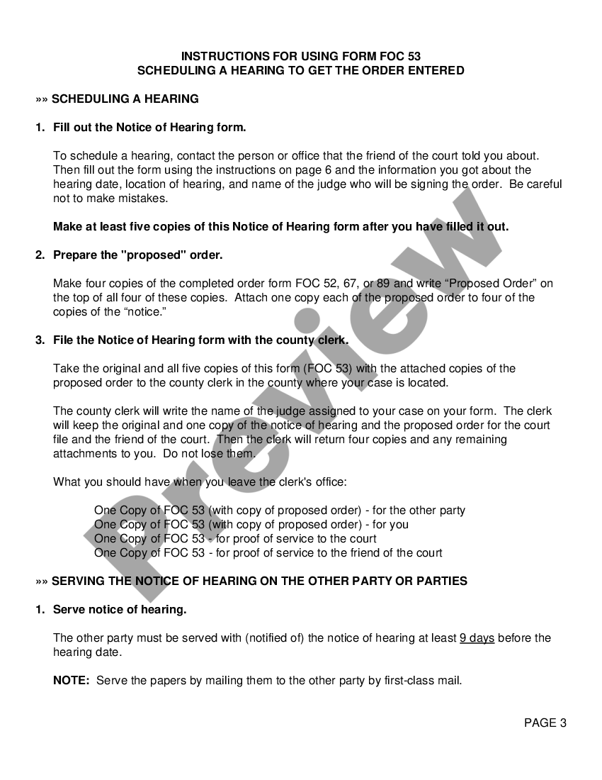 page 2 Notice of Hearing to Enter Order with Instructions preview