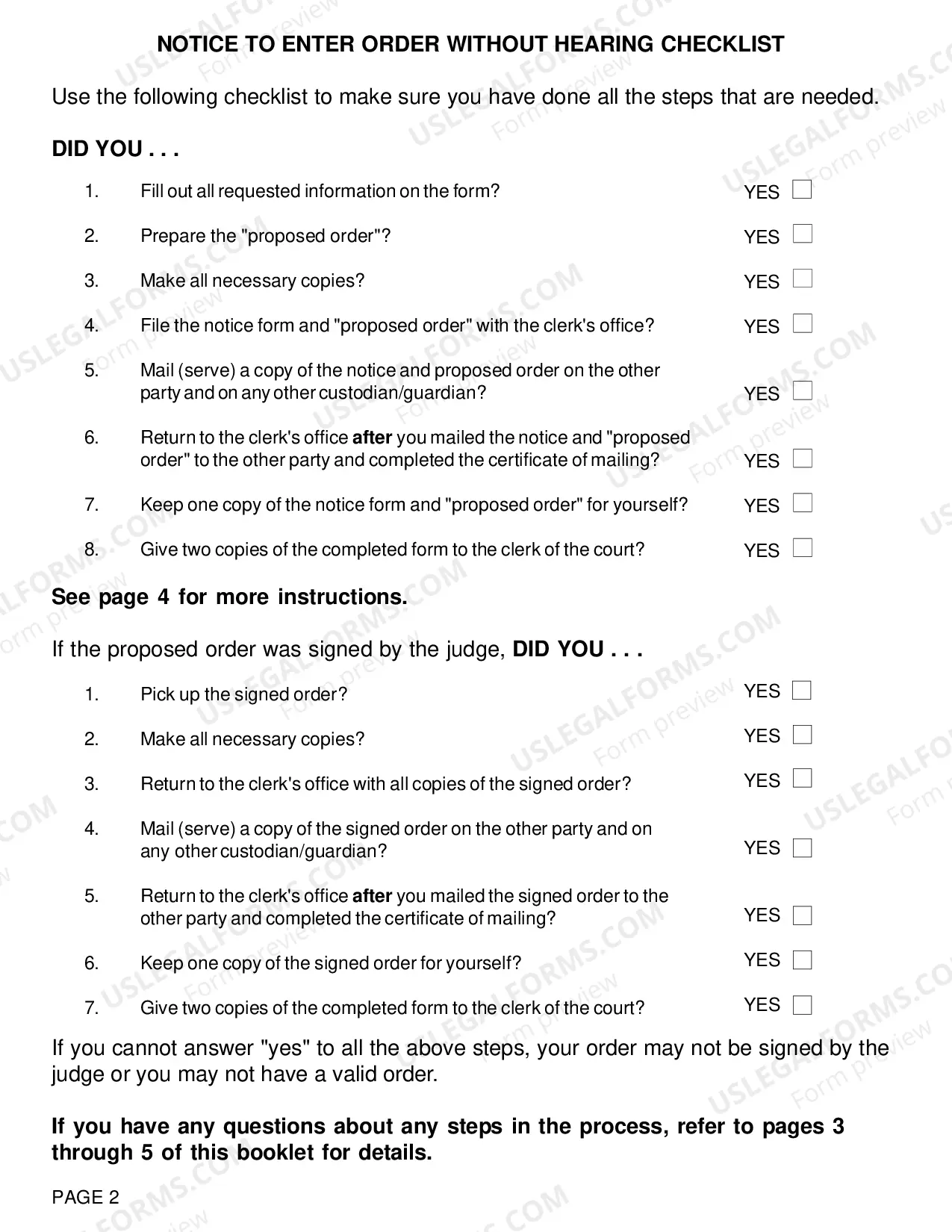 Preview Notice To Enter Order Without Hearing