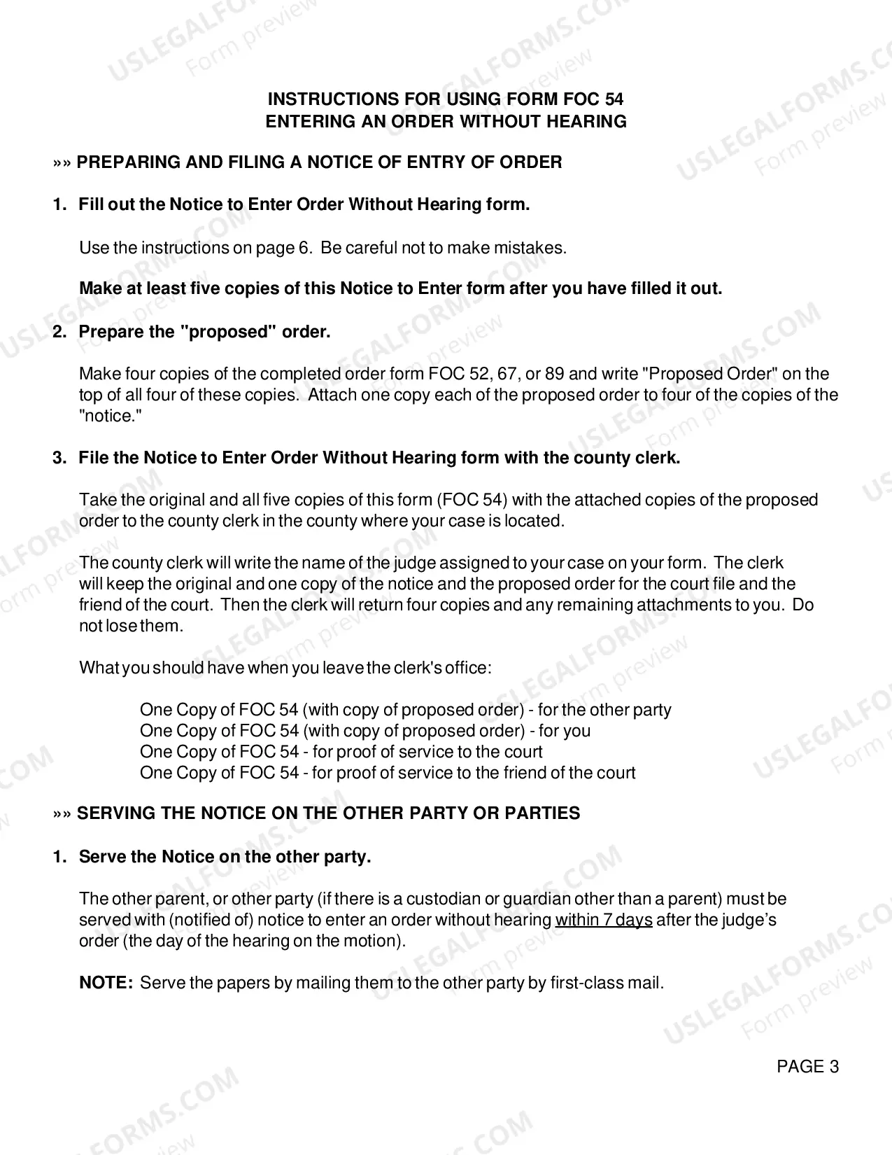 Preview Notice To Enter Order Without Hearing