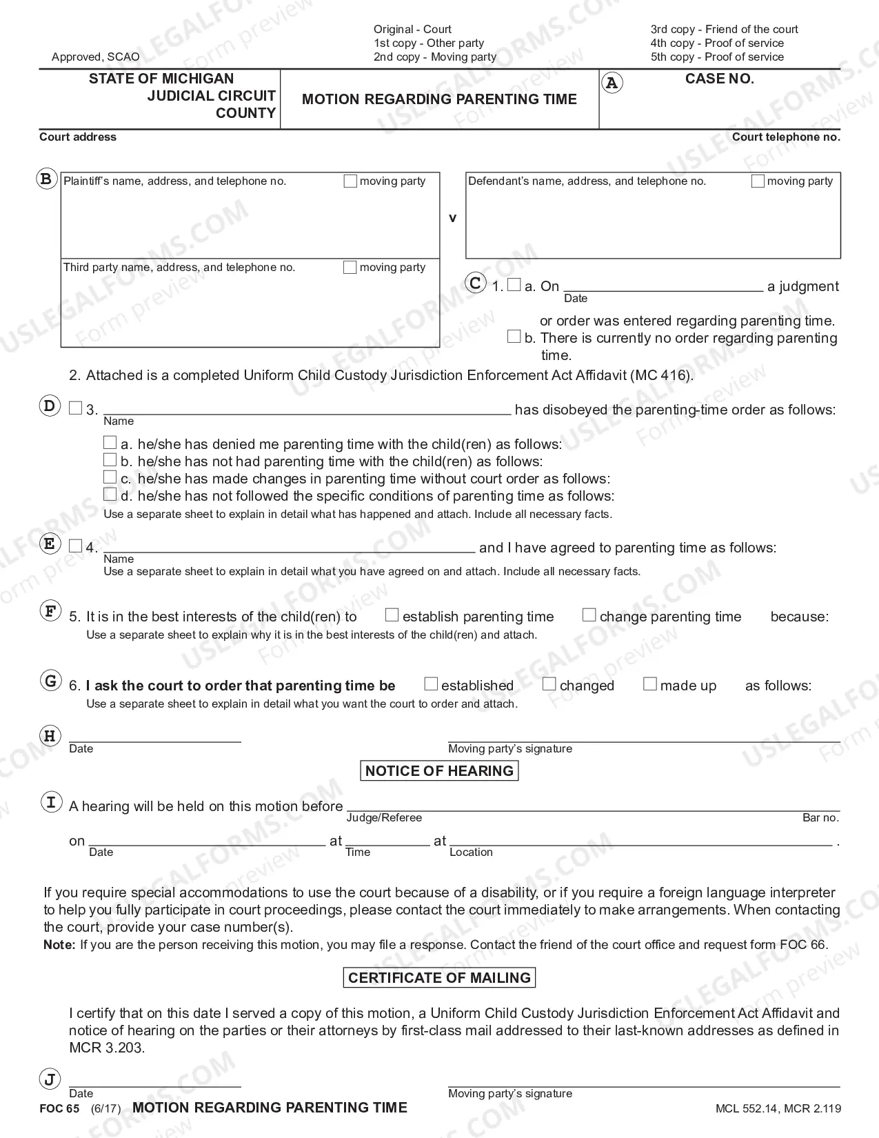 Preview Motion Regarding Parenting Time