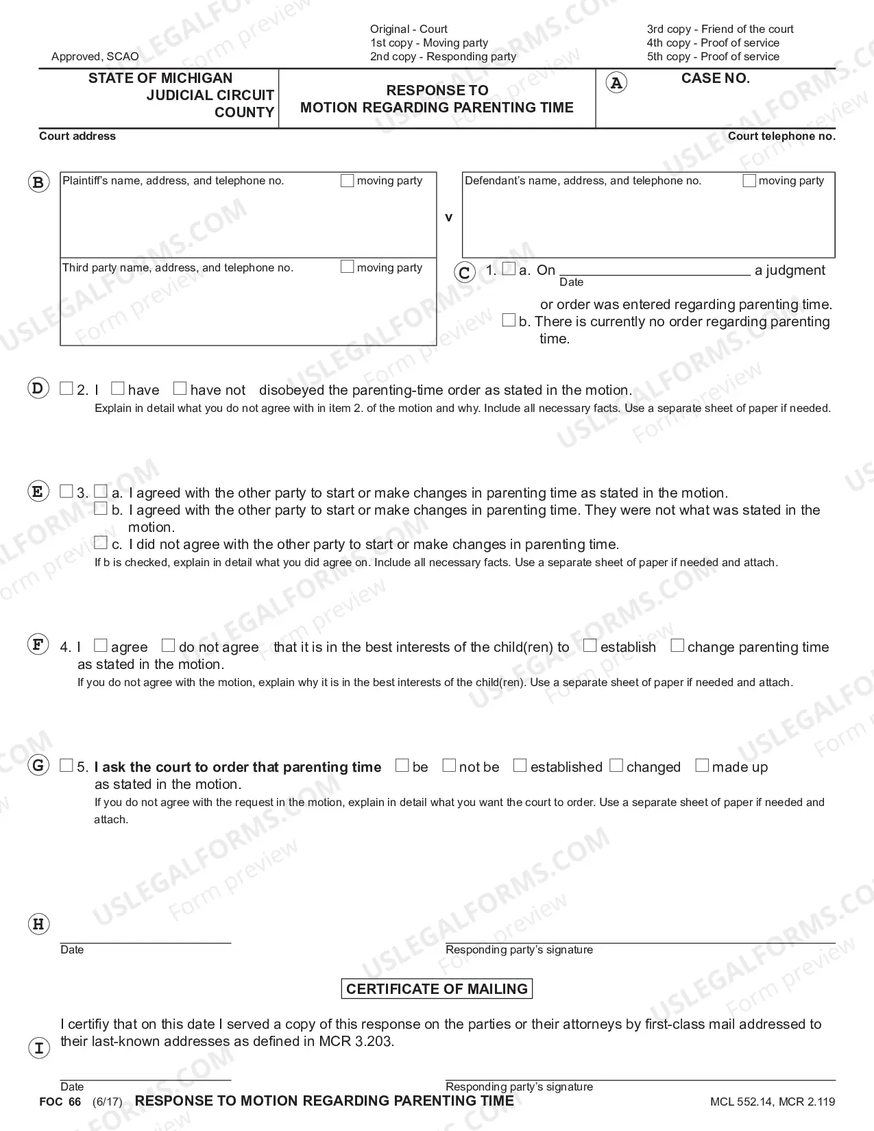 Preview Response To Motion Regarding Parenting Time