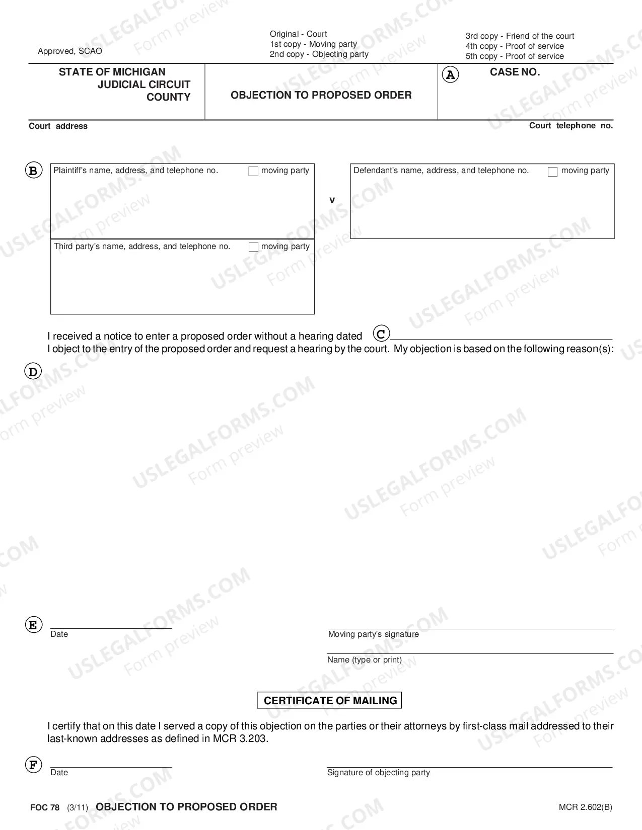 Preview Objection To Proposed Order