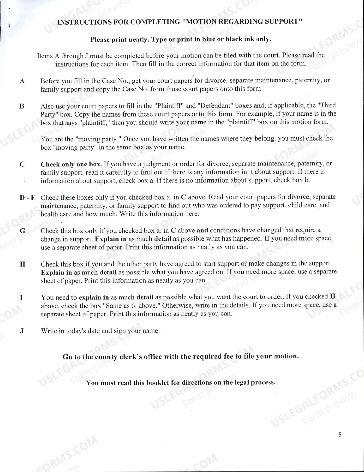 Preview Motion to Change SupportandInstructions