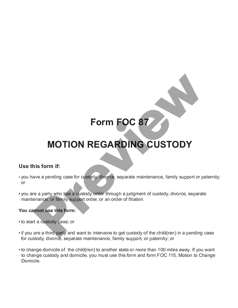 page 0 Motion Regarding Custody with Instructions preview