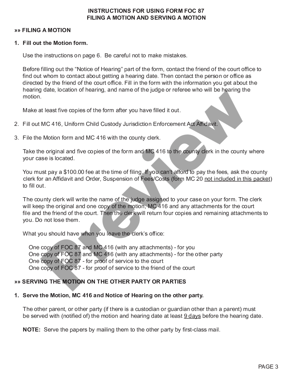 page 2 Motion Regarding Custody with Instructions preview