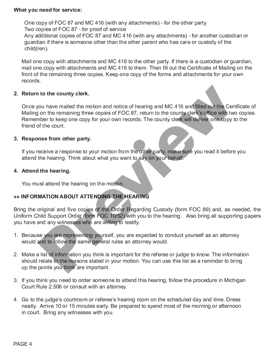 page 3 Motion Regarding Custody with Instructions preview