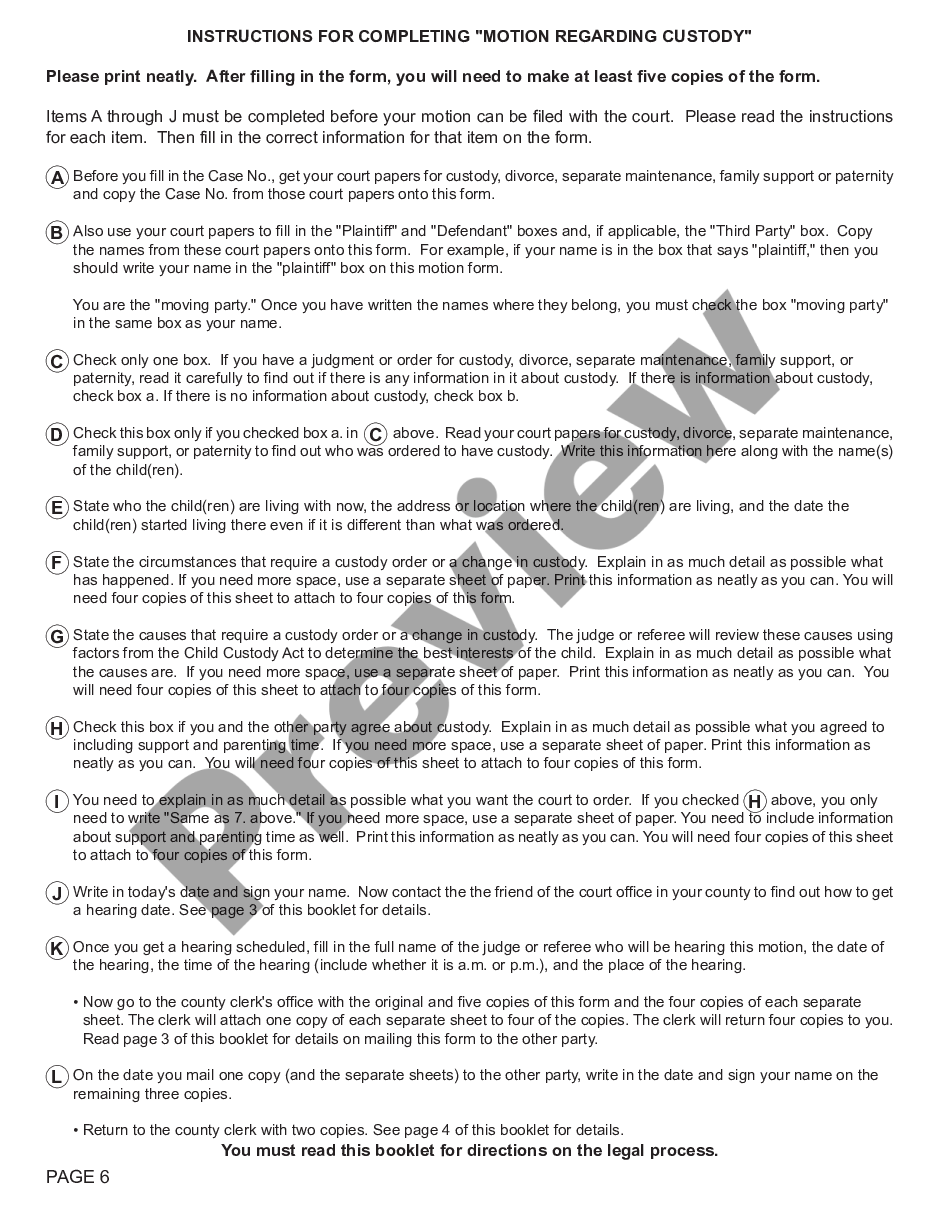 page 5 Motion Regarding Custody with Instructions preview