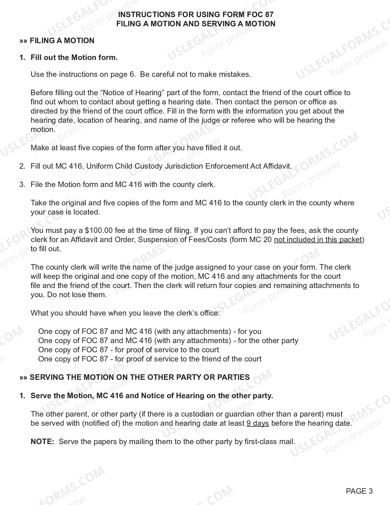 Preview Motion Regarding Custody