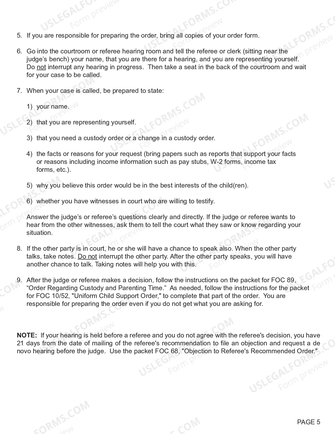 Preview Motion Regarding Custody