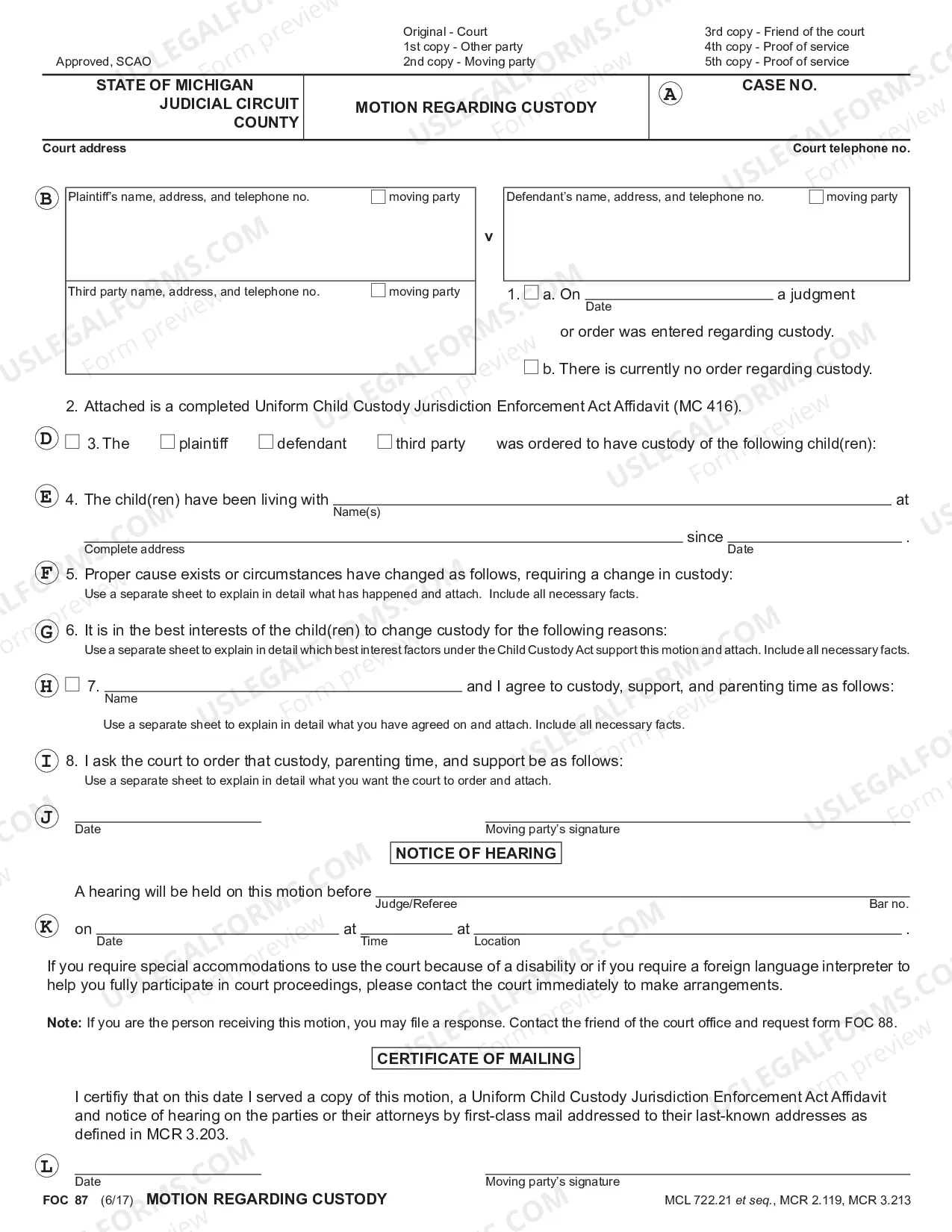 Preview Motion Regarding Custody