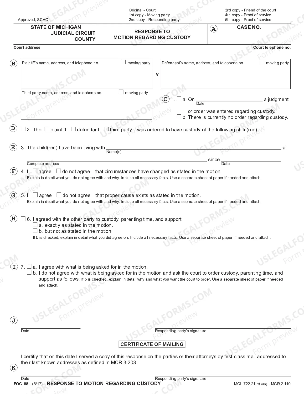 Preview Response To Motion Regarding Custody