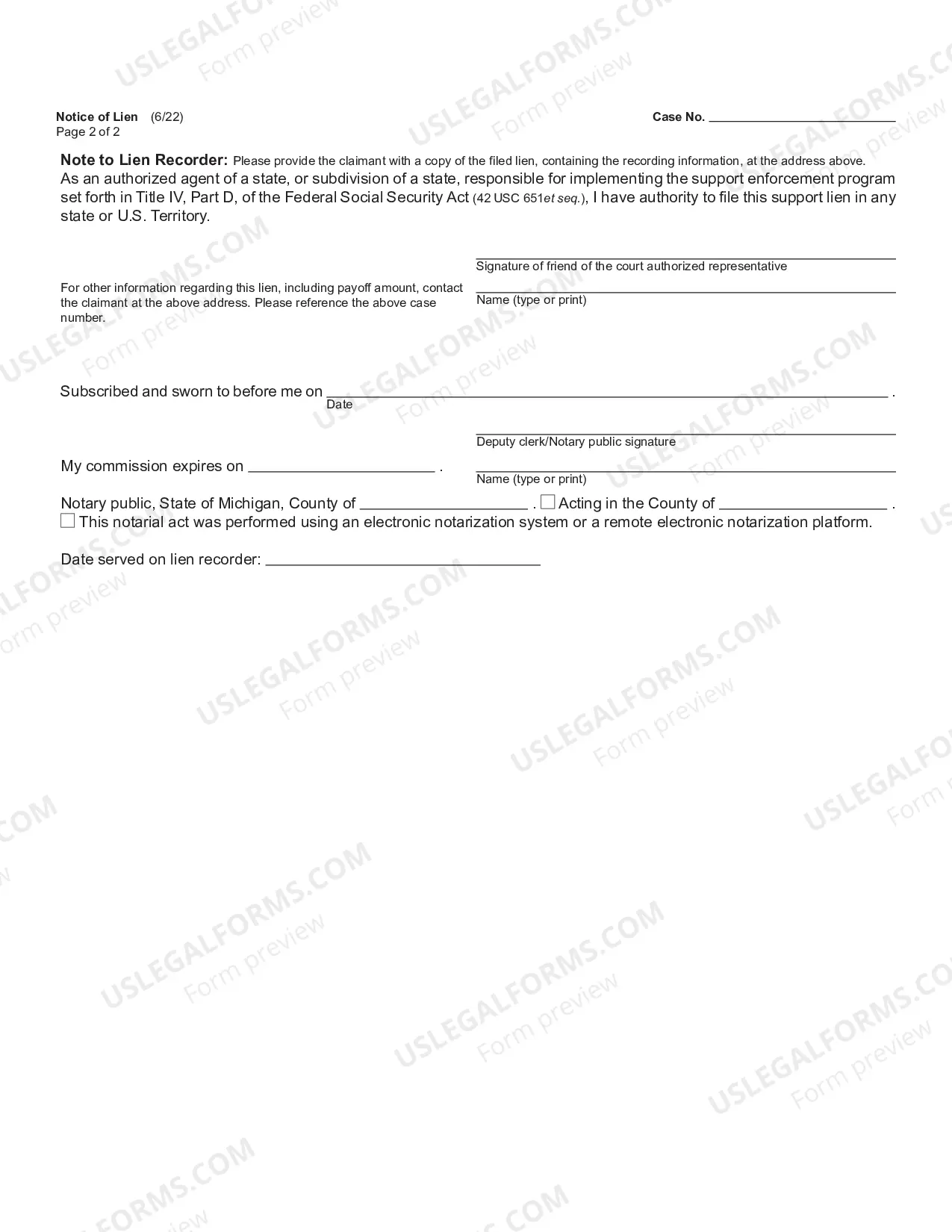 Preview Notice of Lien