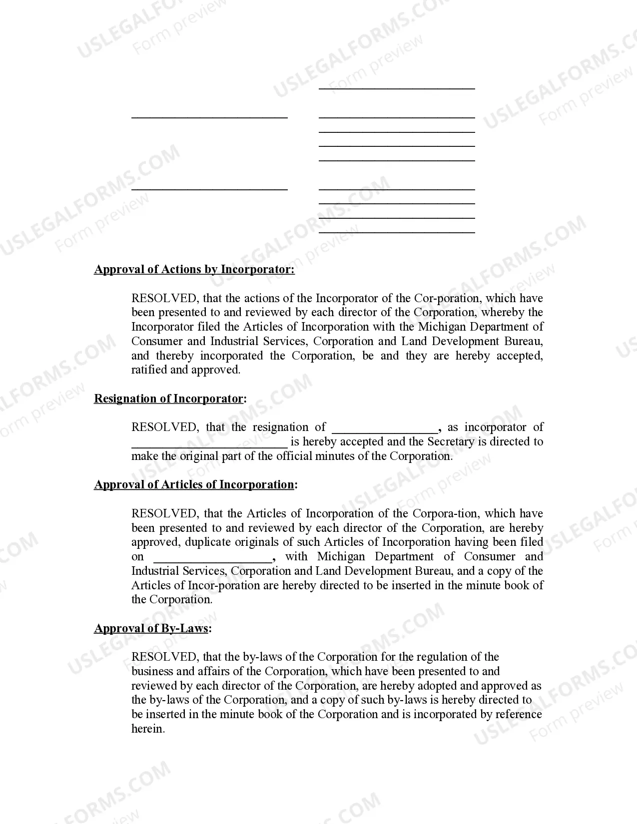 Preview Minutes for Organizational Meeting