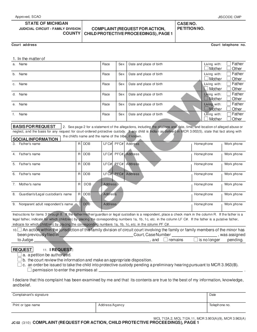 Michigan Complaint Request for Action How To File A Complaint