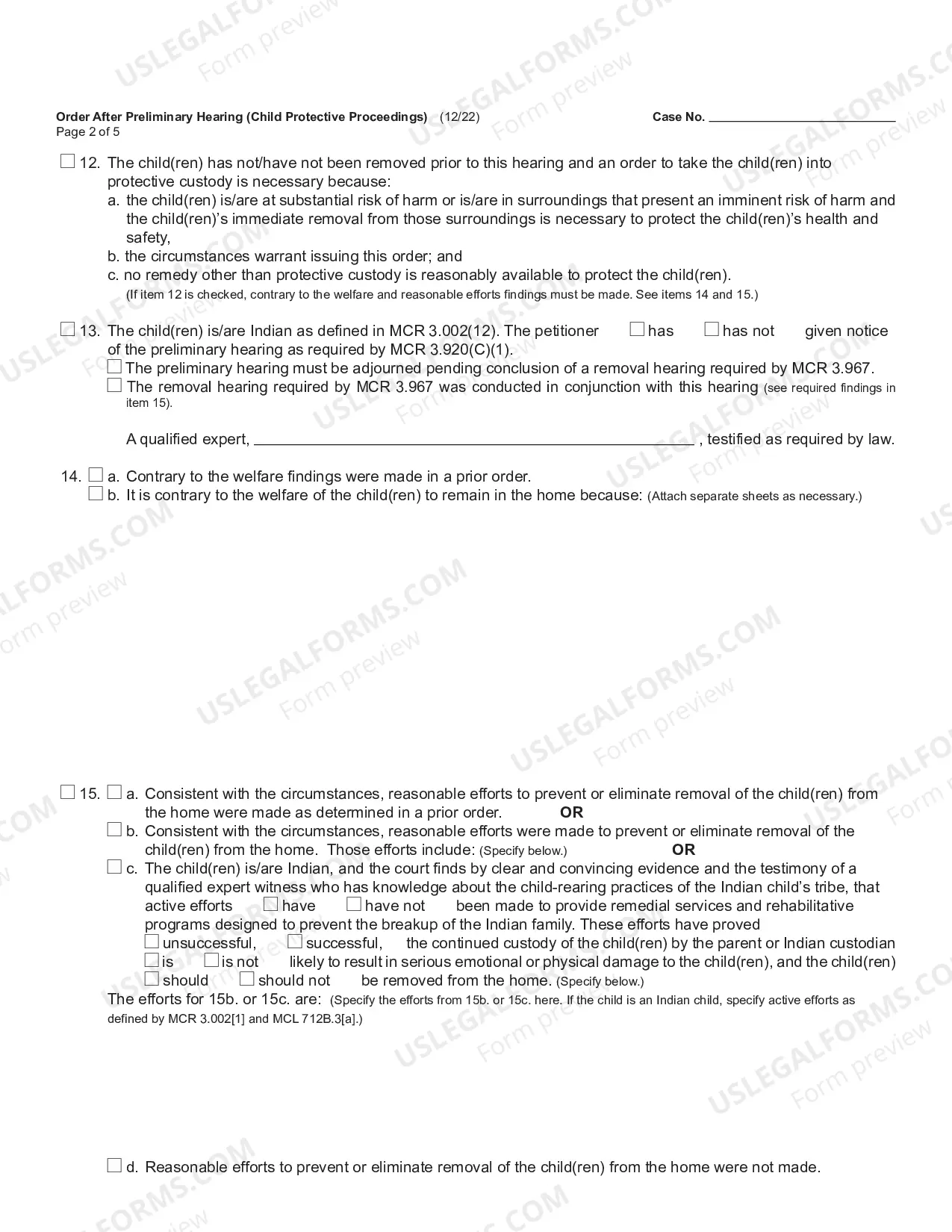 Preview Order After Preliminary Hearing - Inquiry, Child Removed From Home - Child Protective Proceedings