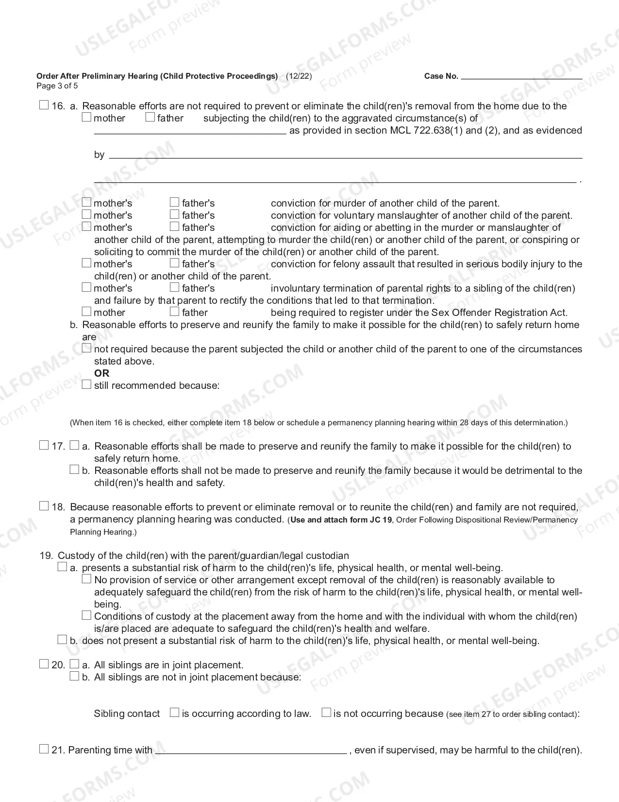 Preview Order After Preliminary Hearing - Inquiry, Child Removed From Home - Child Protective Proceedings