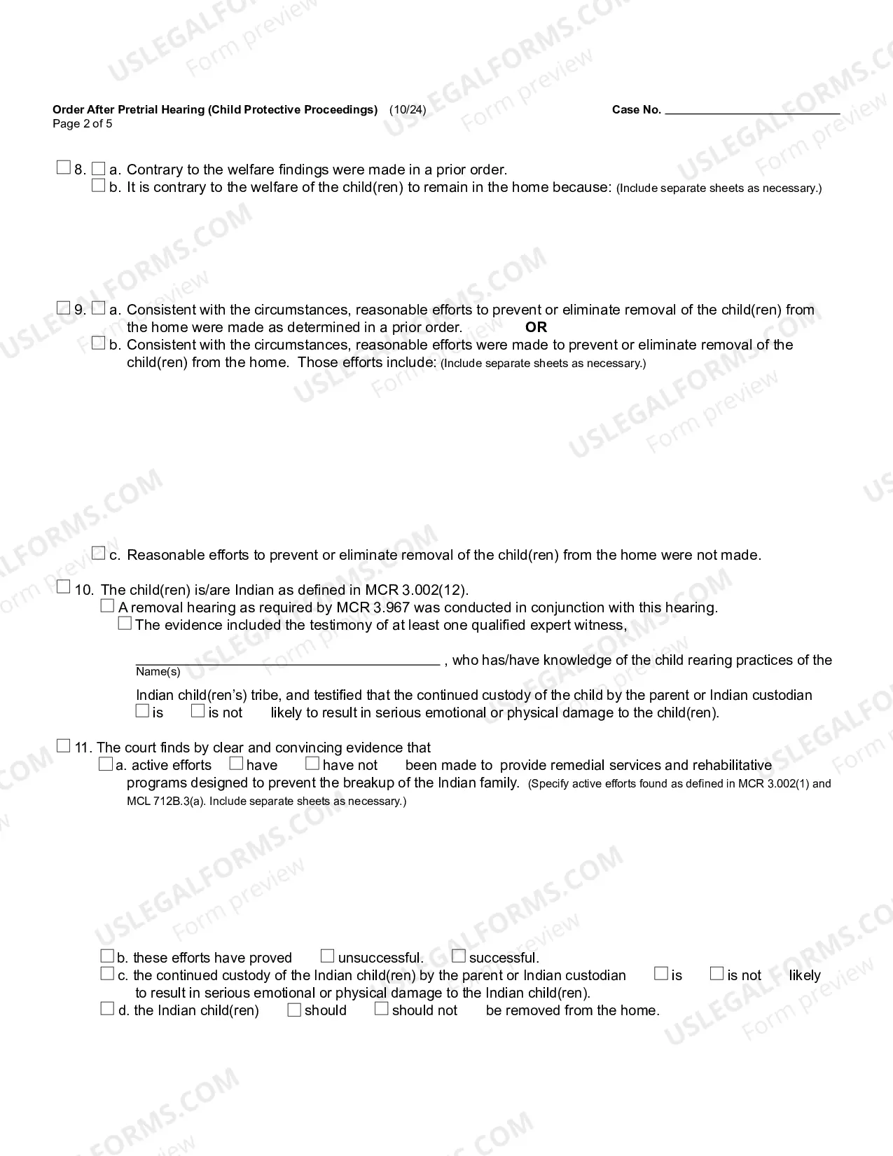 Preview Order After Pretrial Hearing (Child Protective Proceedings)