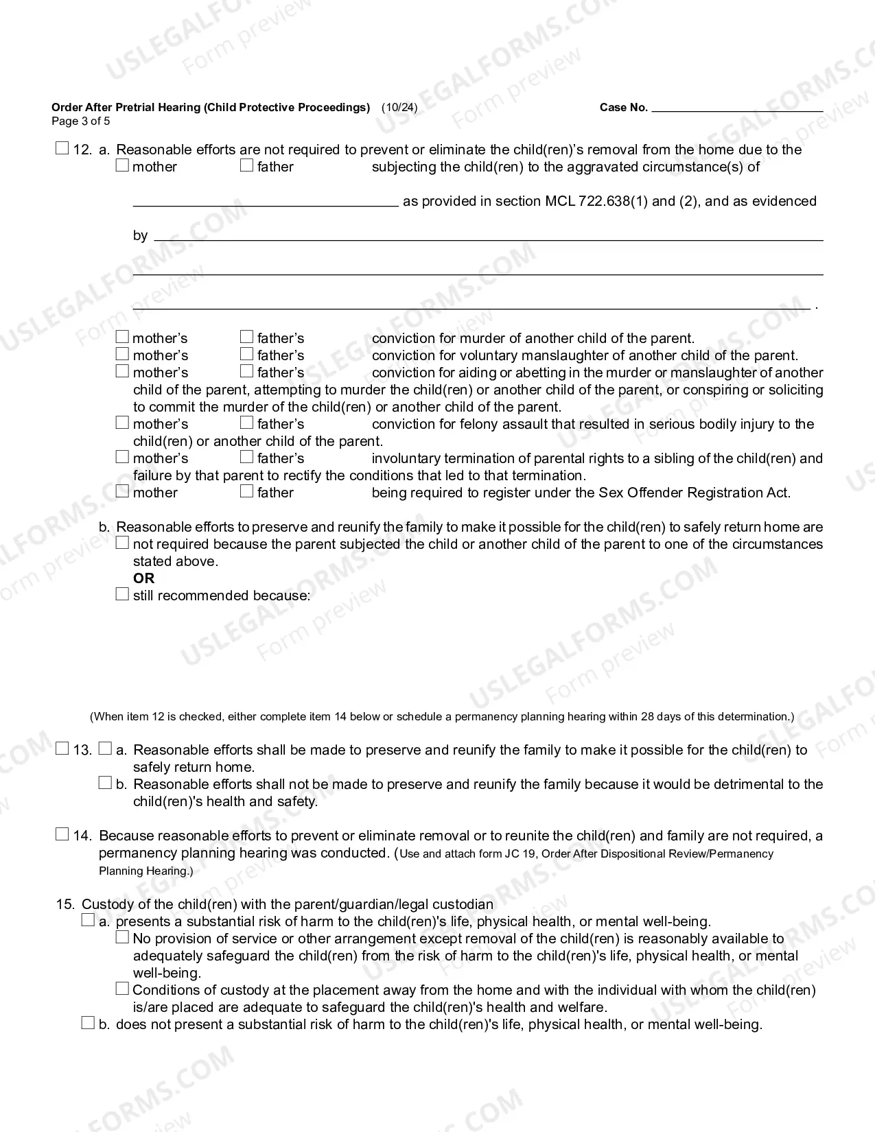 Preview Order After Pretrial Hearing (Child Protective Proceedings)