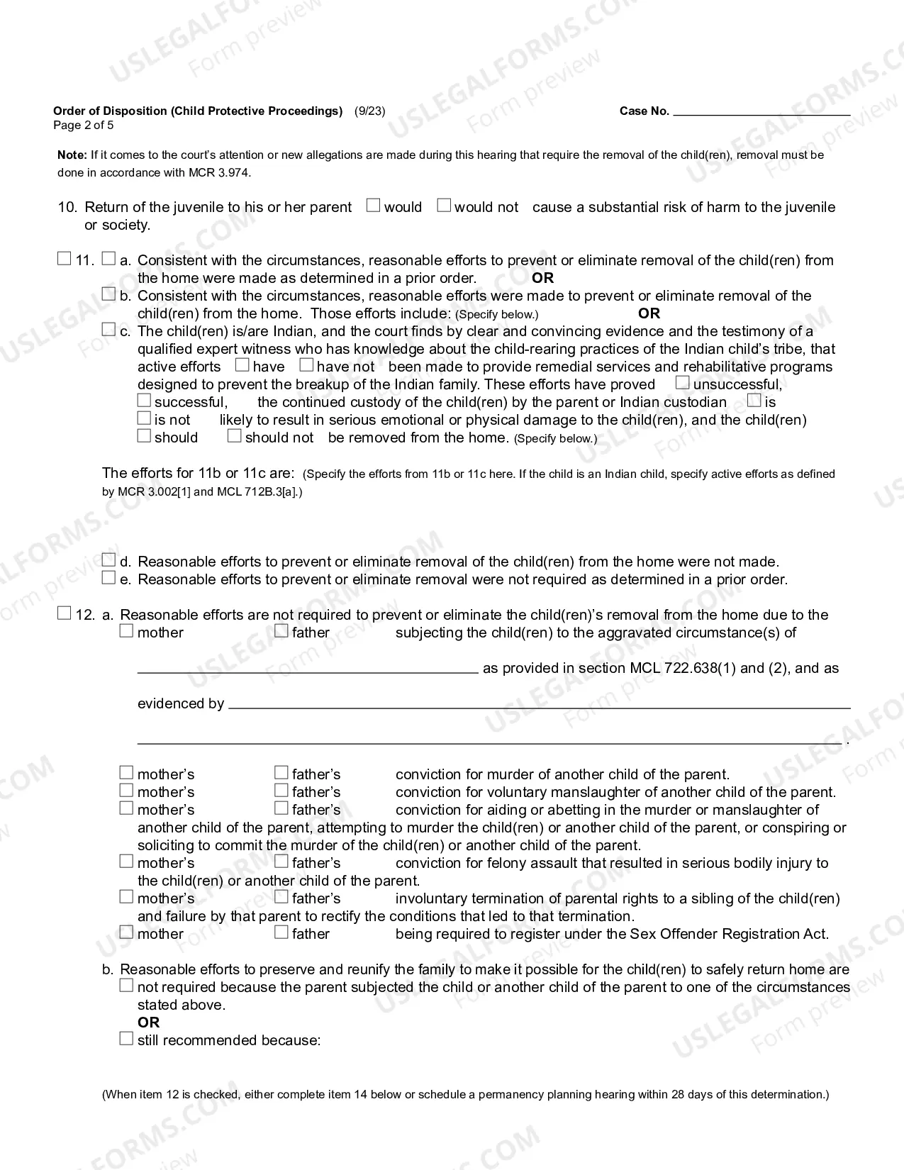 Preview Order of Disposition (Child Protective Proceedings)
