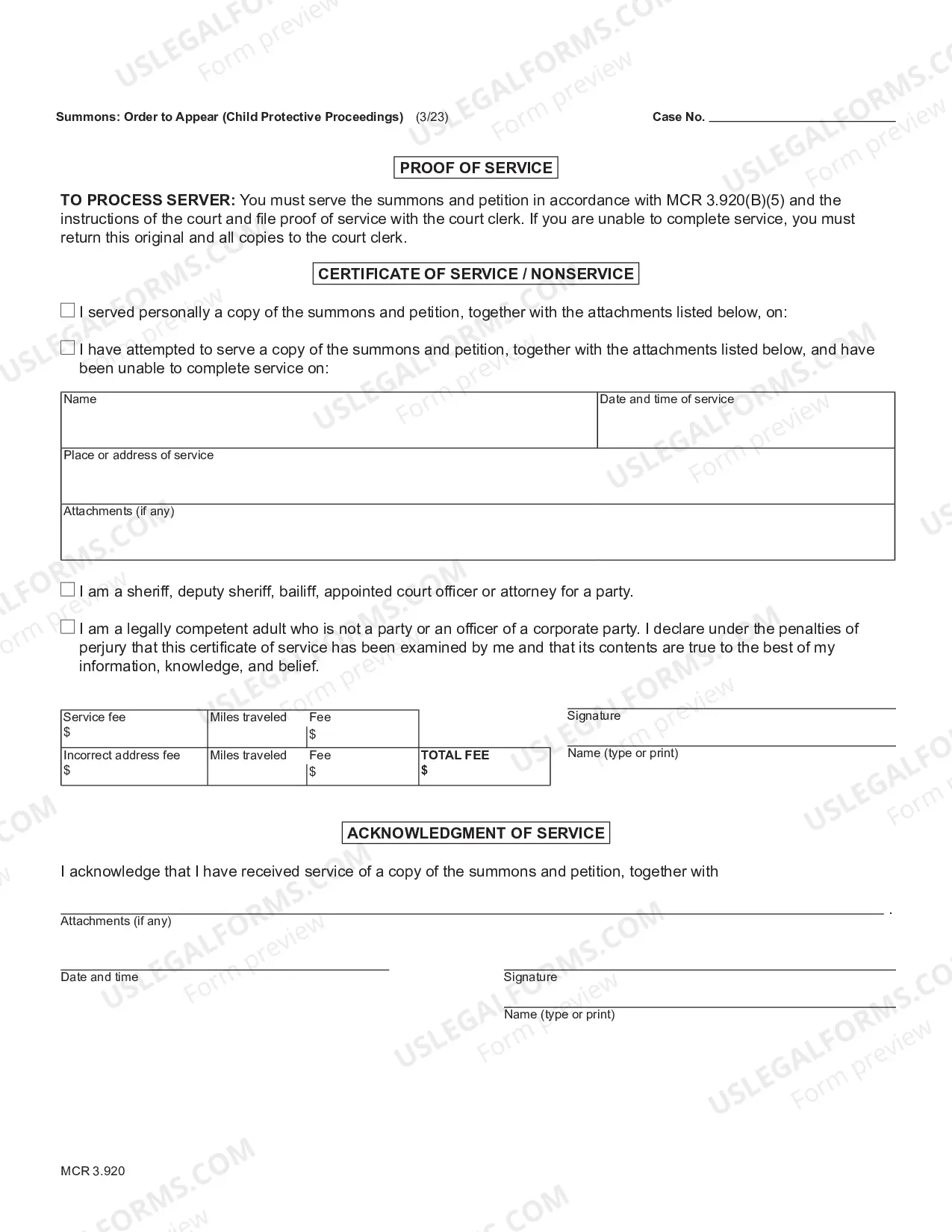 Preview Summons Order To Appear (Child Protective Proceedings)