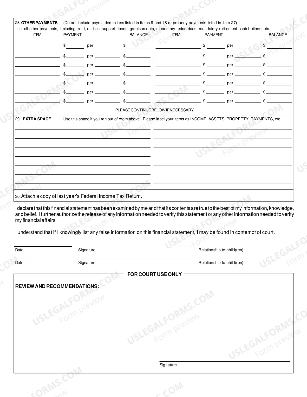 Preview Financial Statement