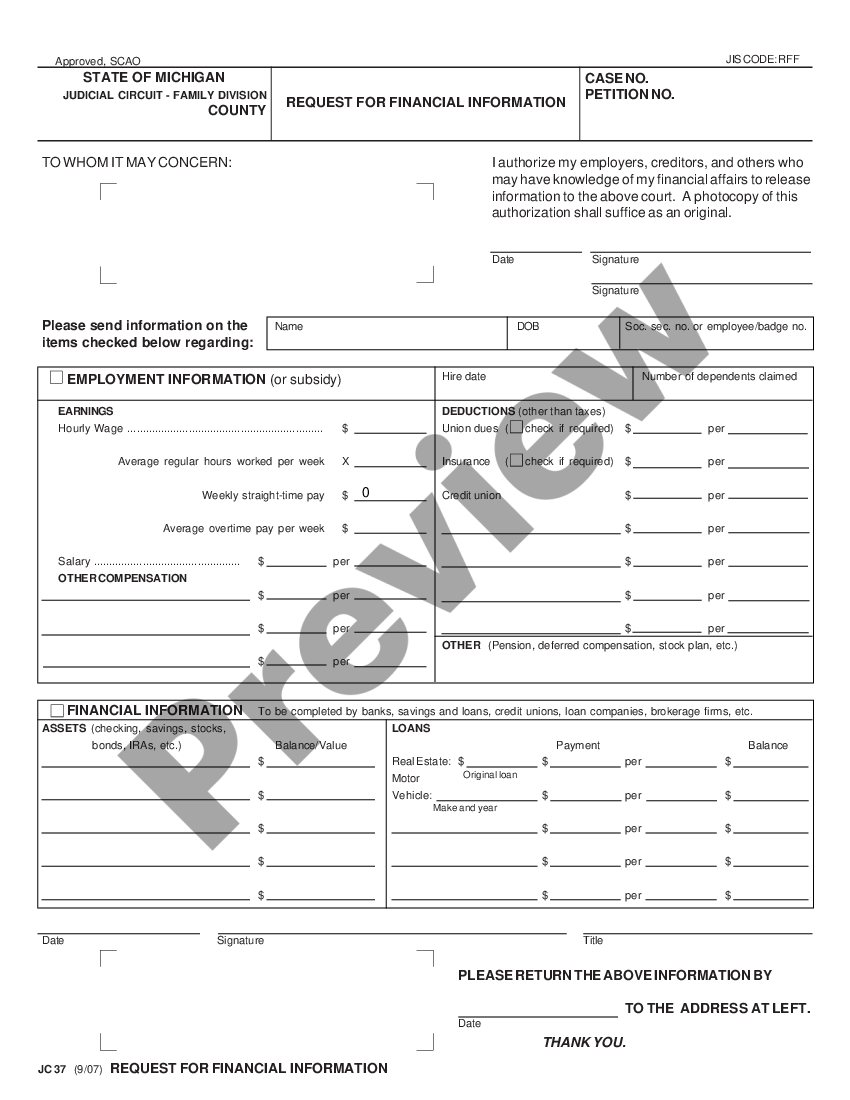 Michigan Request For Financial Information 