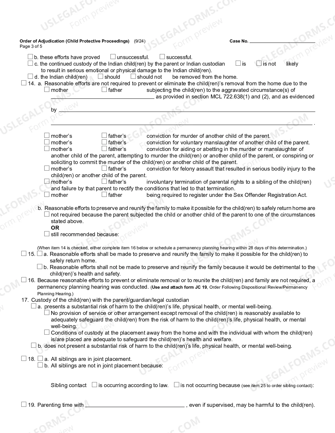 Preview Order of Adjudication (Child Protective Proceedings)