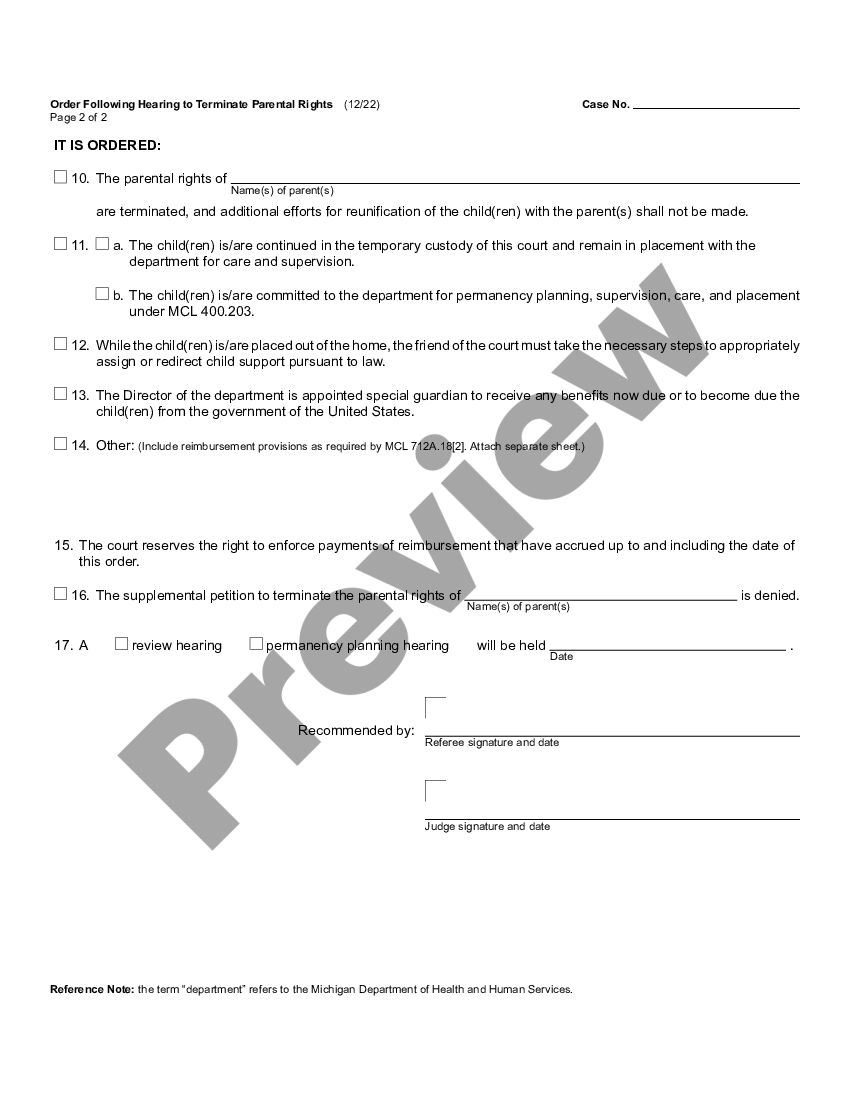 Printable Termination Of Parental Rights Form For Voluntary US Legal Forms