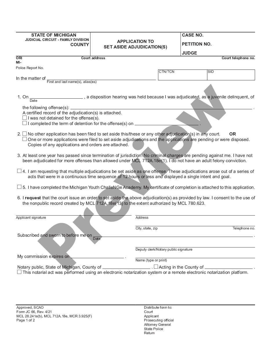 page 0 Application to Set Adjudication and Order preview