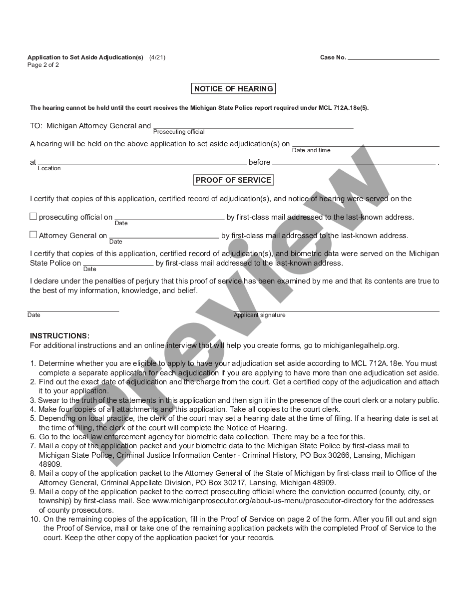 page 1 Application to Set Adjudication and Order preview