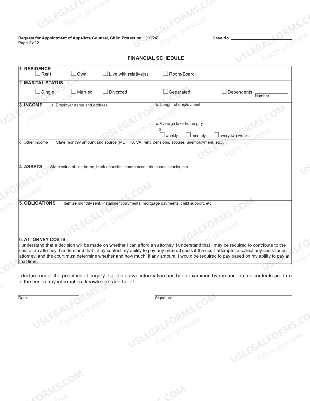 Preview Request and Order for Court Appointed Appellate Counsel