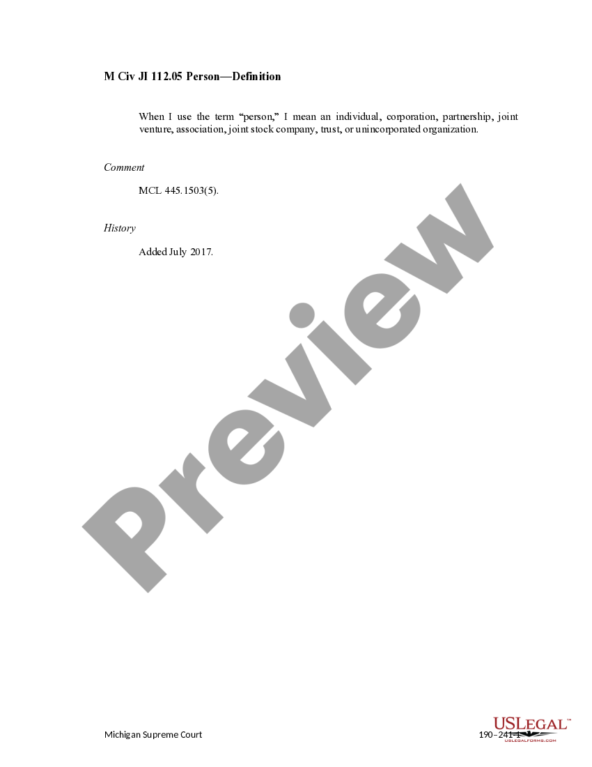 Michigan Person Definition US Legal Forms