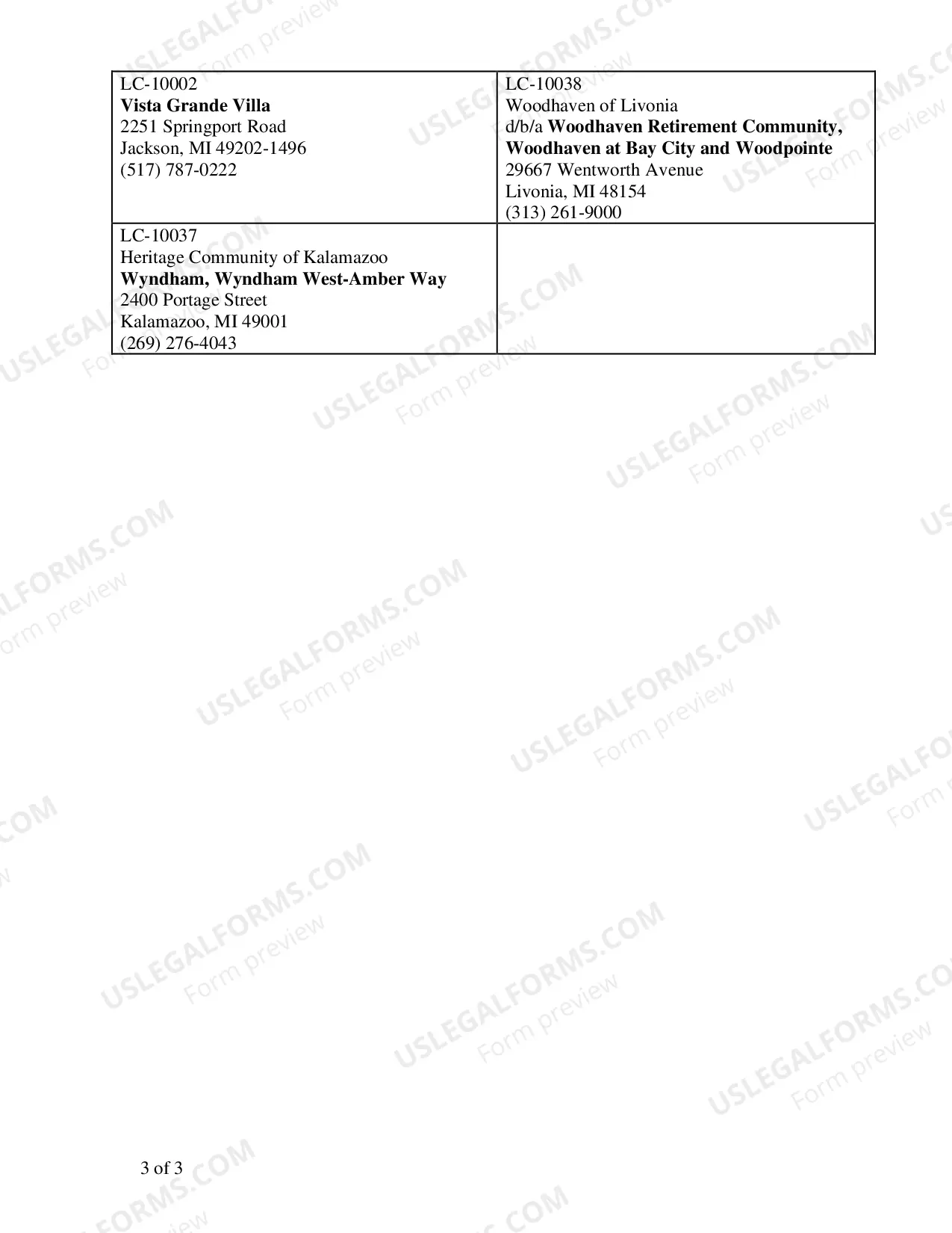 Preview Current List of Living Care Disclosure Act Registrants in Michigan