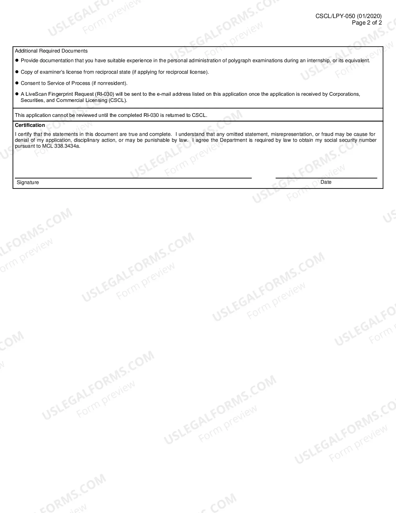 Preview Polygraph Examiner, Intern, Reciprocal Or Temporary LicenseApplication