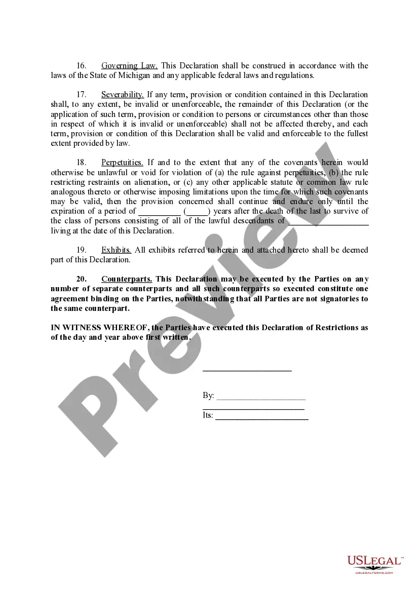 Preview Declaration of Restrictions