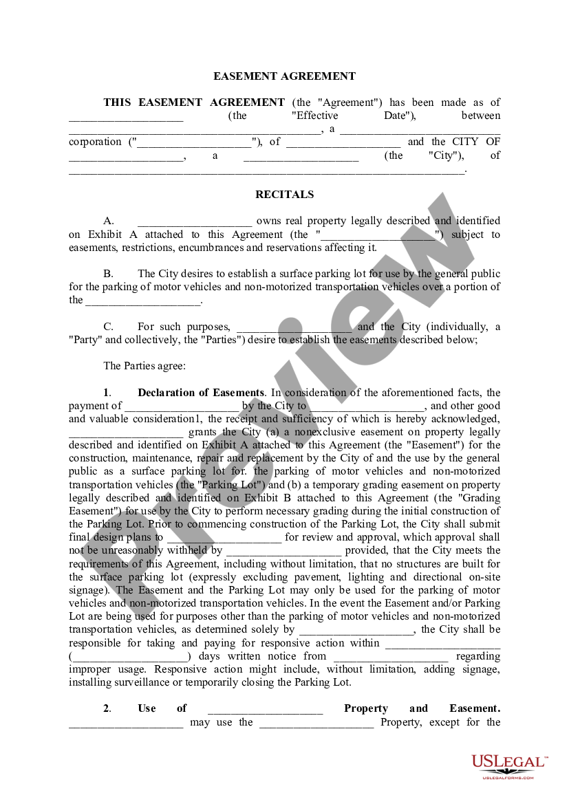 Michigan Easement Agreement | US Legal Forms