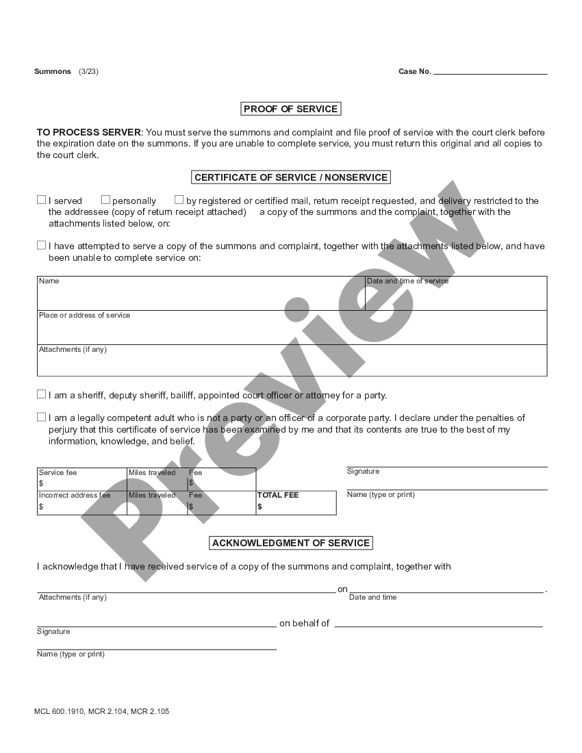 Divorce Summons Form With Accrual System | US Legal Forms