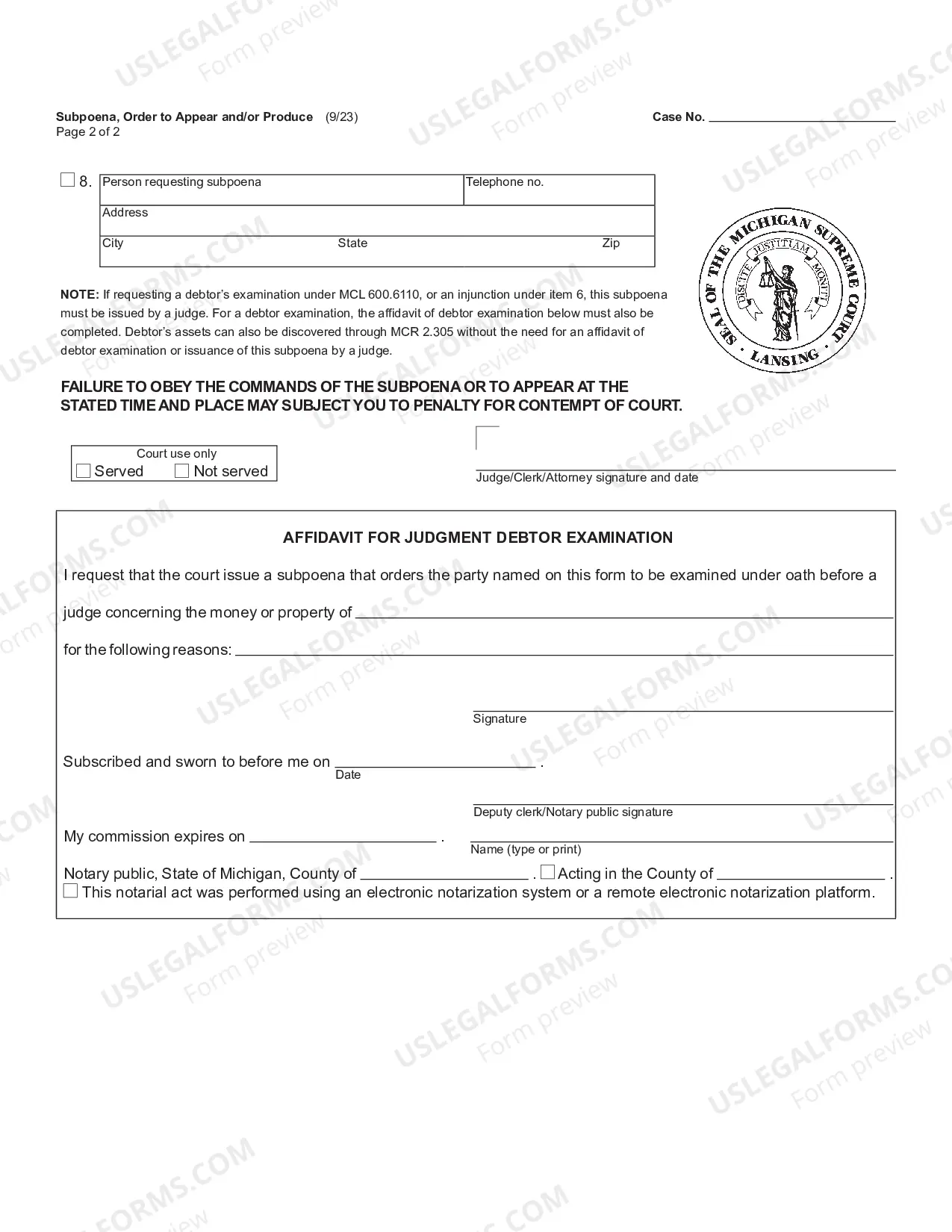 Preview Subpoena, Order to Appear and or Produce