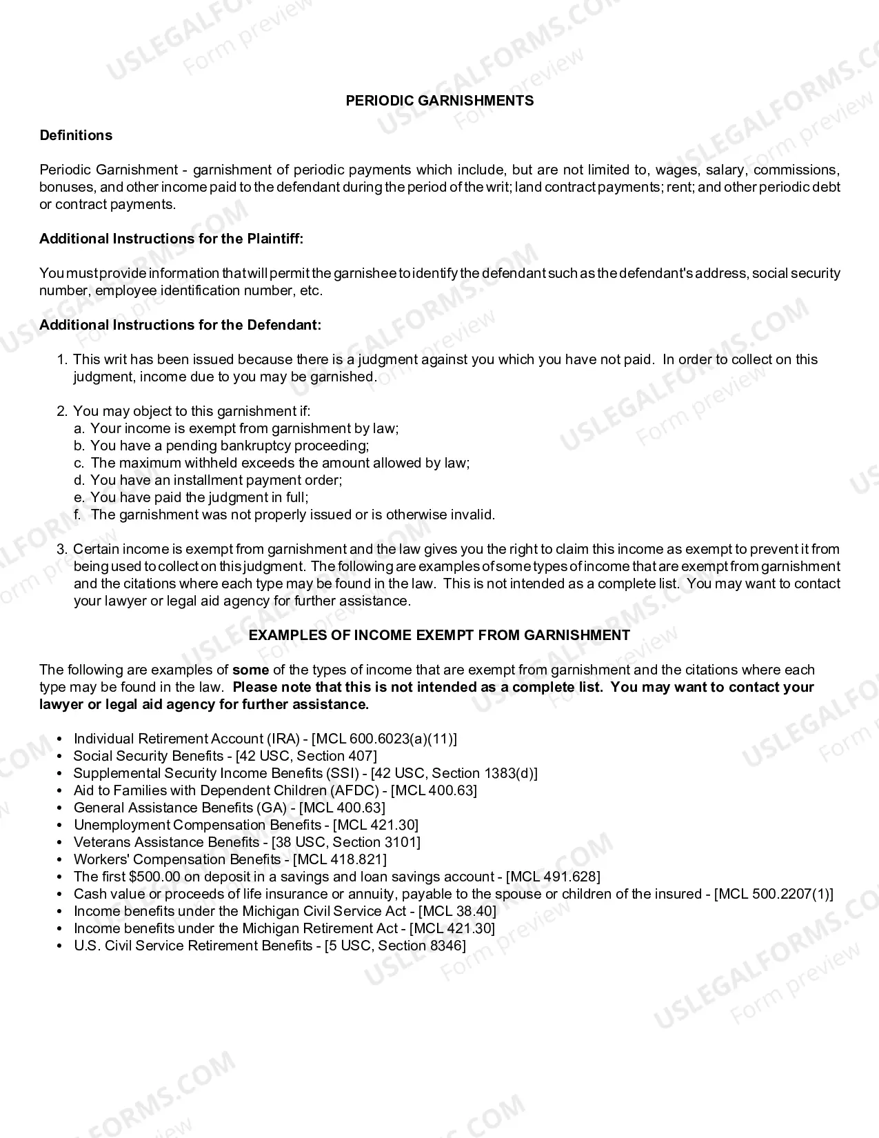 Preview Garnishment Request Form (Periodic)