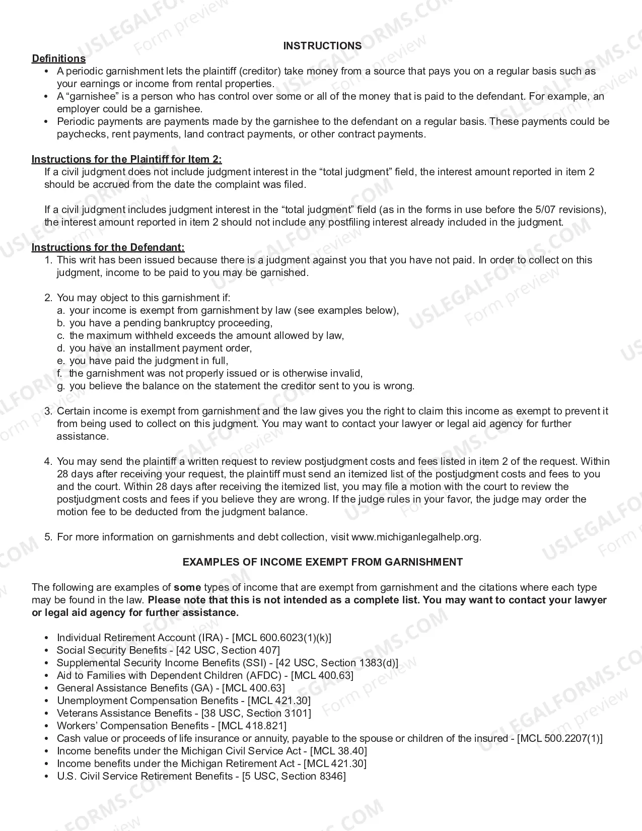 Preview Request And Writ For Garnishment (Periodic)